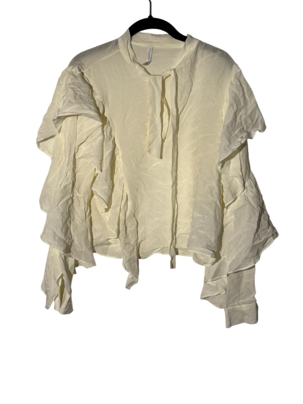 Zara Trafaluc Ruffle Long Sleeve V Neck Top Size Medium